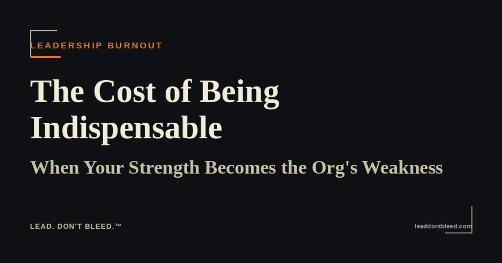 Lead. Don't Bleed. — The Cost of Being Indispensable: When Your Strength Becomes the Org's Weakness (Leadership Burnout)