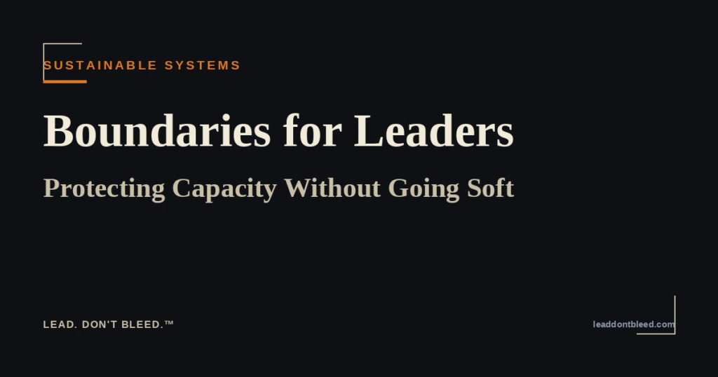 Lead. Don't Bleed. — Boundaries for Leaders: Protecting Capacity Without Going Soft (Sustainable Leadership Systems)