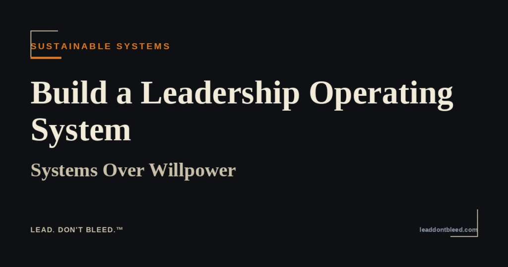 Lead. Don't Bleed. — Build a Leadership Operating System: Systems Over Willpower (Sustainable Leadership Systems)