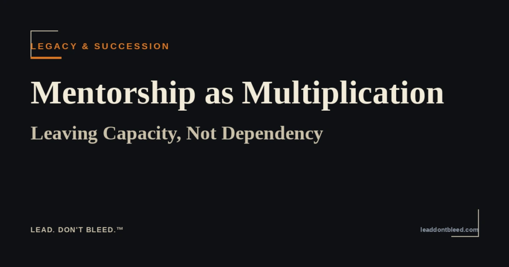 Lead. Don't Bleed. — Mentorship as Multiplication: Leaving Capacity, Not Dependency (Legacy & Succession)